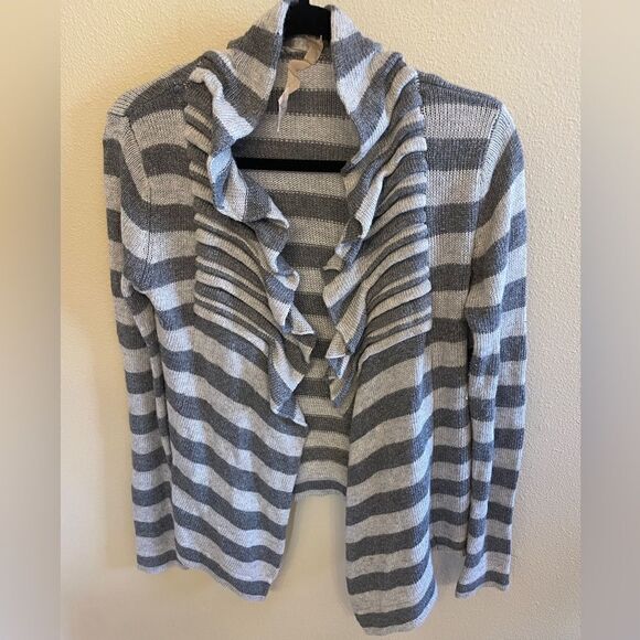 Mystree Sweaters - Women’s striped ruffle cardigan by Mystree sz S